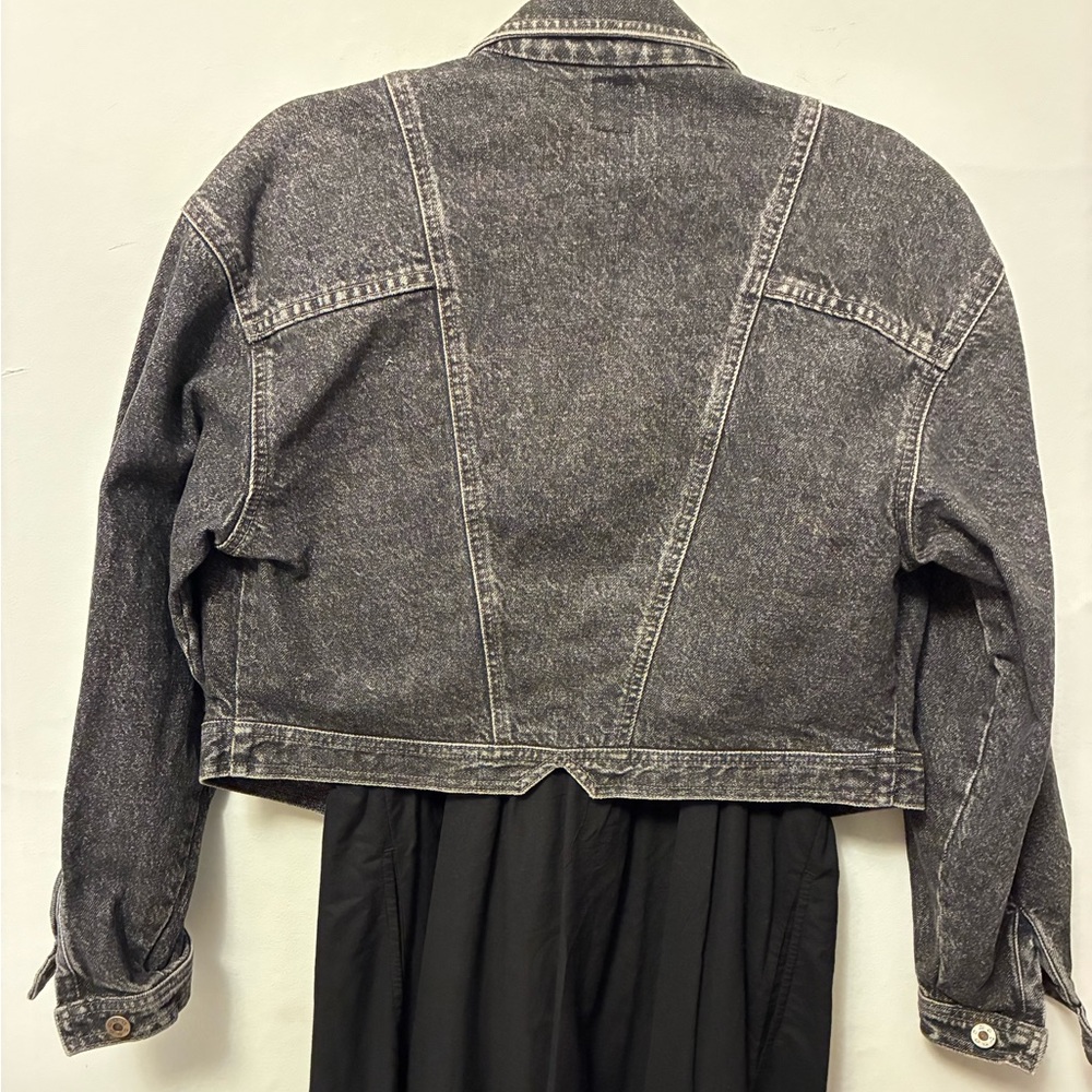 Vintage Lee Black Washed Cropped Denim Jacket Small - Picture 2 of 14